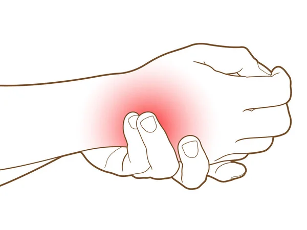 Člověk má bolesti v ruce, izolovat na bílém pozadí — Stockový vektor