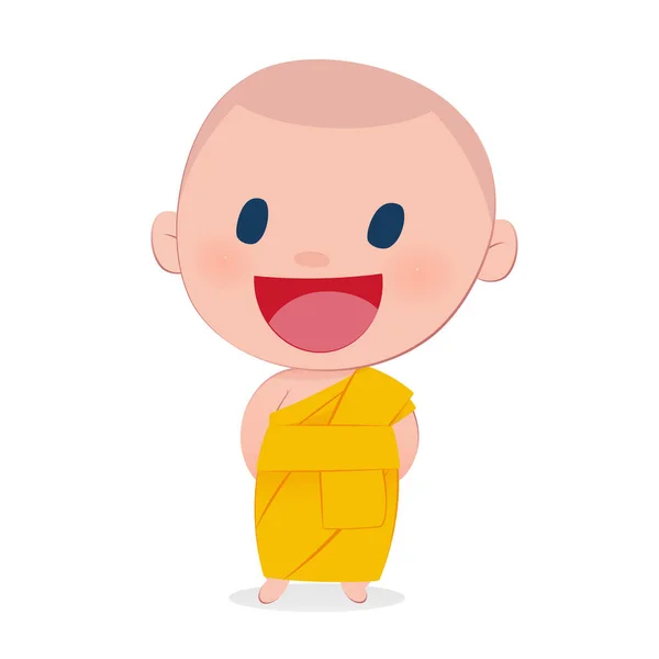 Un enfant moine sourire, isoler sur fond blanc — Image vectorielle