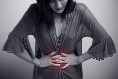 Woman Have a Stomachache clipart