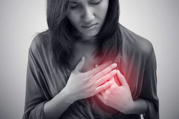 Woman Heart attack symptom — Stock Photo, Image