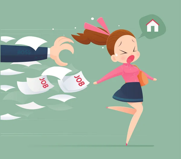 Woman avoidance from job, Backlog, Business concept illustration — Stock Vector