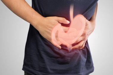 Human gastritis, Men stomach problem concept clipart