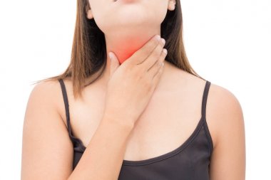 Sore throat woman on white background clipart