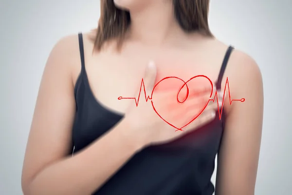 Blurred woman is clutching her chest — Stock Photo, Image