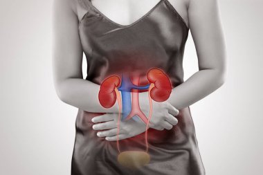 The woman has Kidney disease clipart
