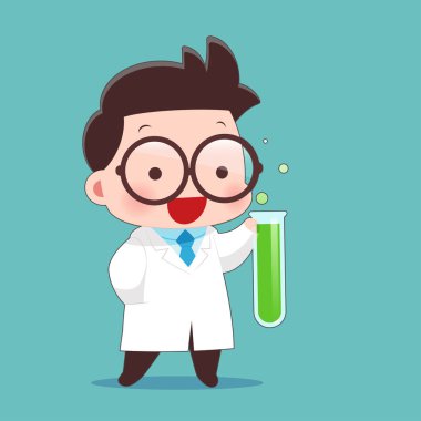 Çizgi film bilim adamı tüp ve bilim deneyleri