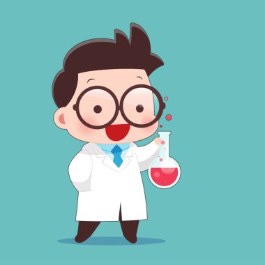 Çizgi film bilim adamı tüp ve bilim deneyleri