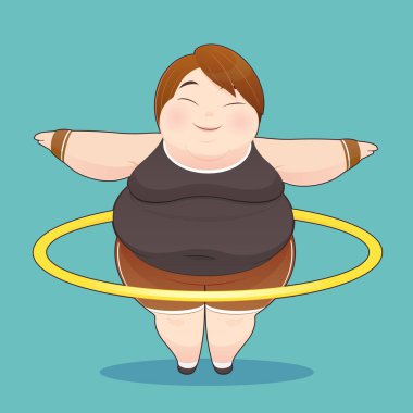 Hula hoop twirling ile şişman kadın