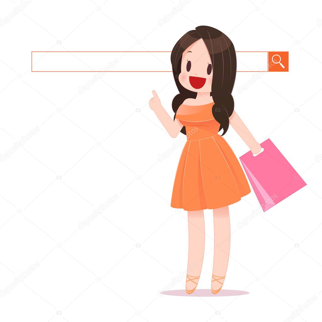 Happy Woman With Shopping Bag Enjoying in Online Shopping