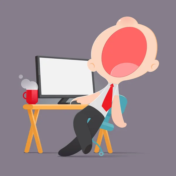 Lazy man disinterested in boring routine. — Stock Vector
