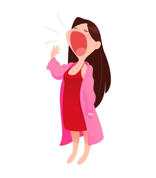 Illustration woman yawning — Stock Vector