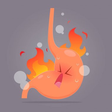 Illustration from acid reflux or heartburn. clipart