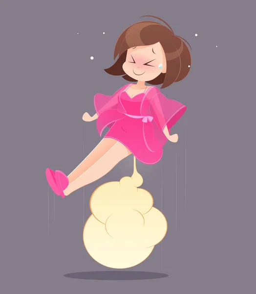 Woman in pink nightgown farting. — Stock Illustration Woman in pink nightgown farting. Royalty Free Stock Vectors