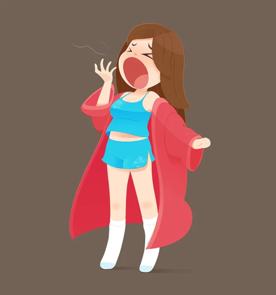 Иллюстрирующая женщина зевает — стоковый вектор