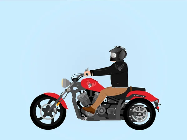 Tipo Duro Una Motocicleta Engranado Por Casco Fresco Con Púas — Vector de stock