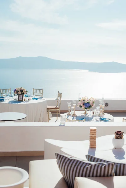 Fotografia Verticale Del Luogo Una Cena Nozze Sull Isola Santorini — Foto Stock