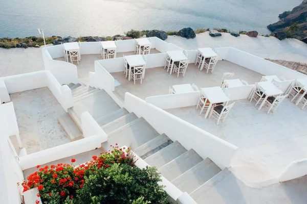 Terrasse Sur Île Santorin — Photo