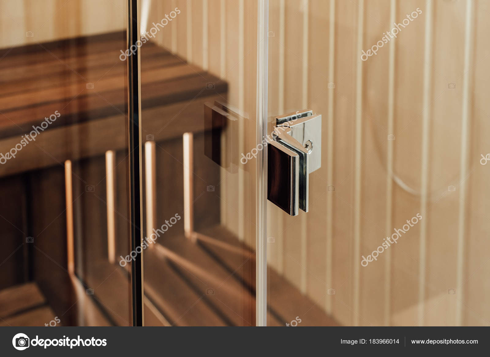 Metal Fastening Glass Walls Sauna Shower Cabin View Interior