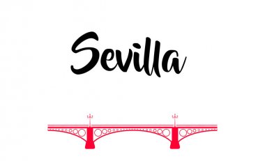 seville, triana Köprüsü İspanyolca olarak yazılı kelime Sevilla ile doğrusal çizimi