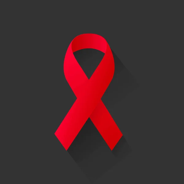 Red Ribbon Dark Background Hiv Aids — Stock Vector