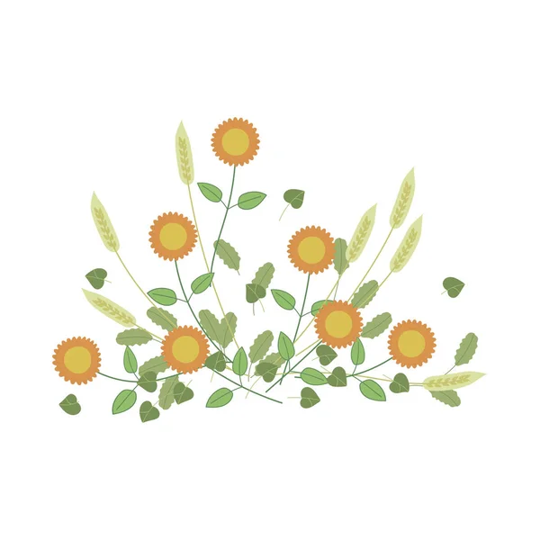 Spokojny skład żółte kwiaty, silnie na białym tle — Wektor stockowy