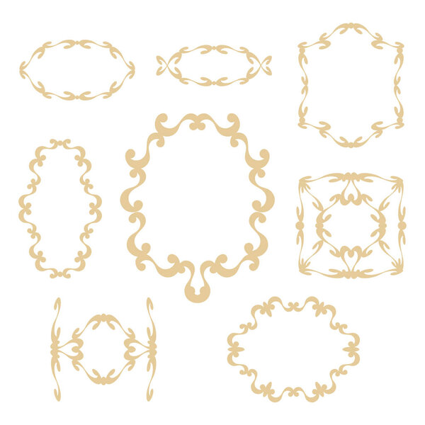 Delicate elegant cute peach-colored frames and curbs with curls