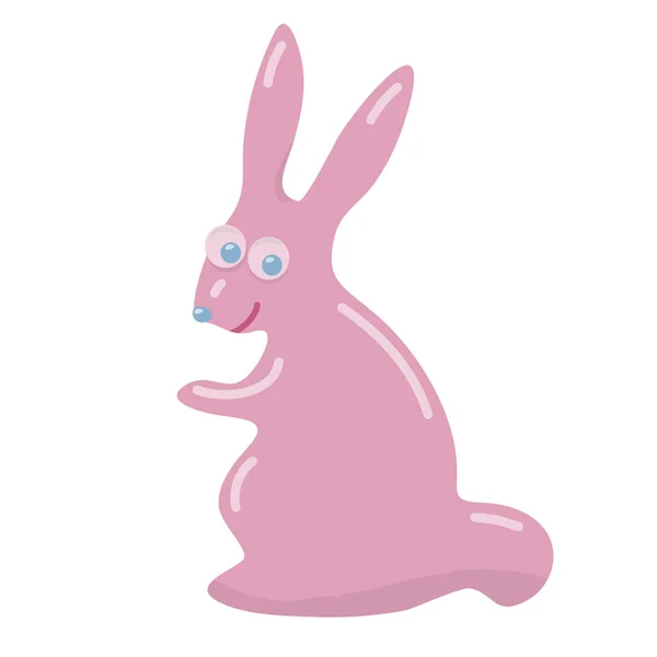 Ładny crazy Pink Wielkanoc, królik z beady oczy i uśmiecha się na białym tle na białym tle — Wektor stockowy
