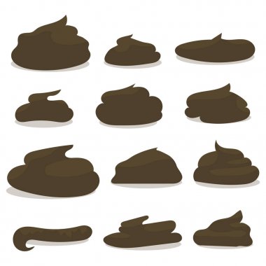 dark brown different forms of excrement painted cartoon isolated on white background clipart
