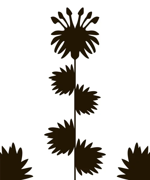 Beyaz arka plan üzerinde izole stamens ve yaprak sapı ile siyah kontur çiçek — Stok Vektör