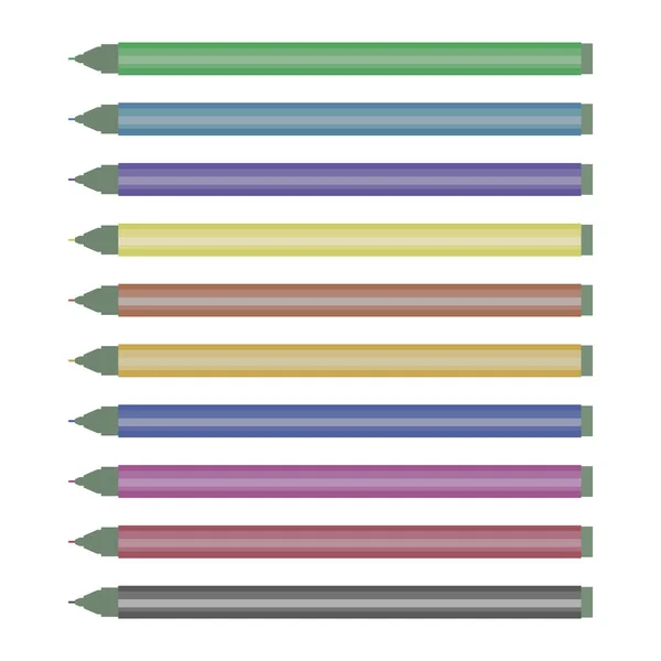 Set von mehrfarbigen Markern glänzend ohne Kappen isoliert auf weißem Hintergrund Vektor — Stockvektor