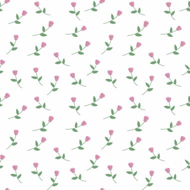 tatlı hafif şirin pembe gül yaprakları üzerinde beyaz arka plan seamless modeli ile