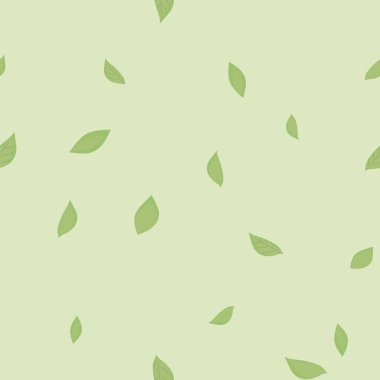 Açık yeşil arkaplanda damarları olan yeşil vektör yaprakları dikişsiz çiçek deseni.