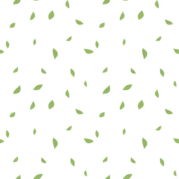 Green vector leaves with veins on a white background seamless floral pattern. — Stock Vector