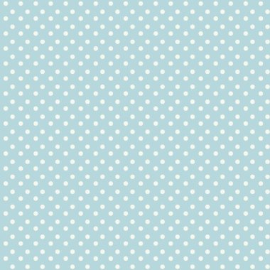 Kusursuz hafif nane, küçük beyaz daireli mavi vektör retro deseni..