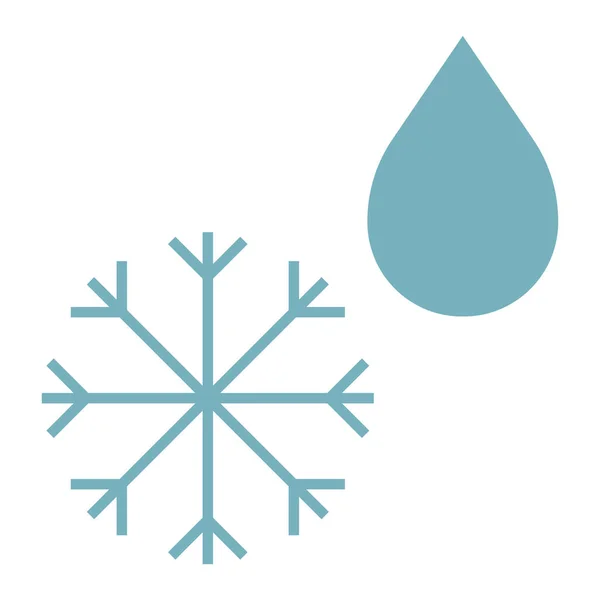 Vecteur bleu flocons de neige et gouttes de pluie objet isolé sur fond blanc . — Image vectorielle