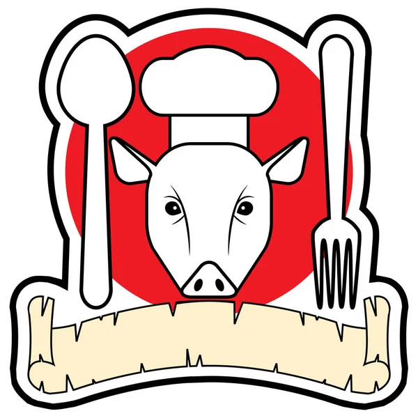 Porc Comme Thème Drapeau Chef Cochon — Image vectorielle