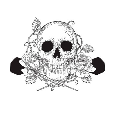 Gülle ok arasına bir kafatası yerleştirilir.