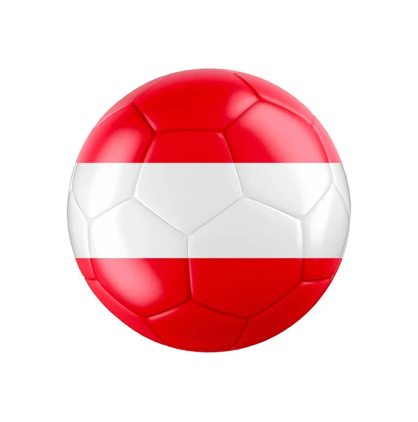 Ballon Football Avec Drapeau Autriche Isolé Sur Blanc Voir Ensemble — Photo