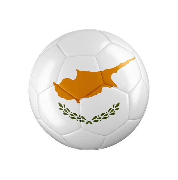 Pallone Calcio Con Bandiera Cipro Isolato Bianco Vedi Tutto Set — Foto Stock