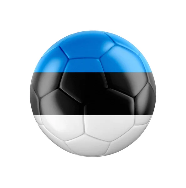 Pallone Calcio Con Bandiera Dell Estonia Isolato Bianco Vedi Tutto — Foto Stock