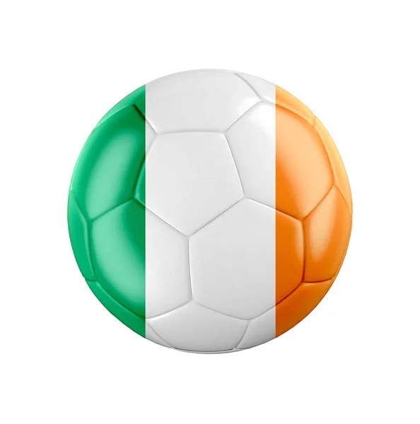 Fußballball Mit Irischer Fahne Auf Weißem Hintergrund Siehe Ganze Reihe — Stockfoto