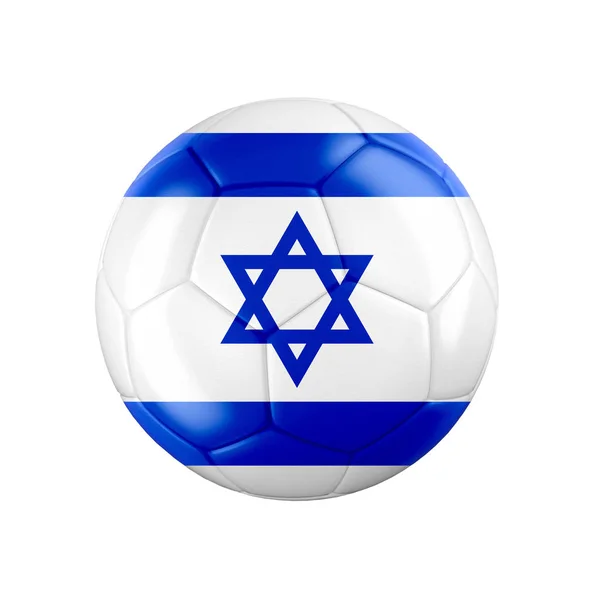 Ποδόσφαιρο Μπάλα Ποδοσφαίρου Σημαία Του Ισραήλ Απομονώνονται Λευκό Δείτε Ολόκληρο — Φωτογραφία Αρχείου