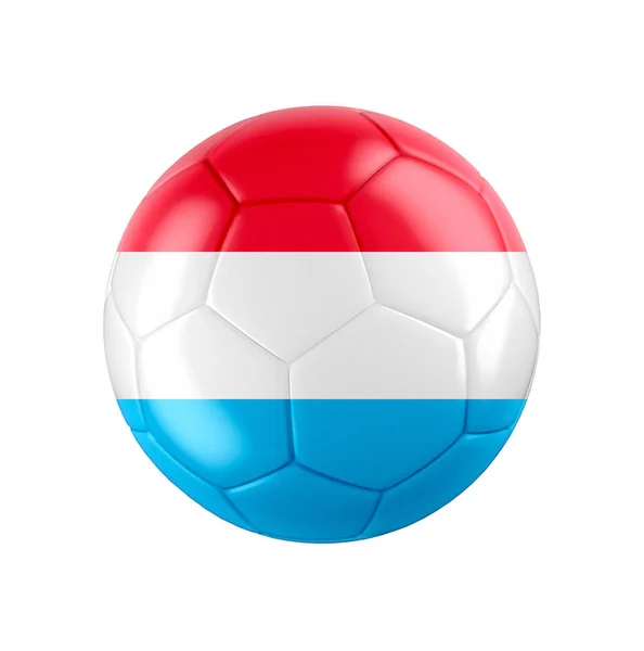 Ballon Football Avec Drapeau Luxembourgeois Isolé Sur Blanc Voir Ensemble — Photo