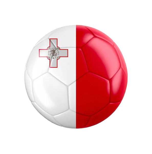 Ποδόσφαιρο Μπάλα Ποδοσφαίρου Σημαία Της Μάλτας Απομονώνονται Λευκό Δείτε Ολόκληρο — Φωτογραφία Αρχείου