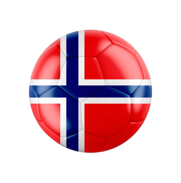 Ποδόσφαιρο Μπάλα Ποδοσφαίρου Σημαία Της Νορβηγίας Απομονώνονται Λευκό Δείτε Ολόκληρο — Φωτογραφία Αρχείου