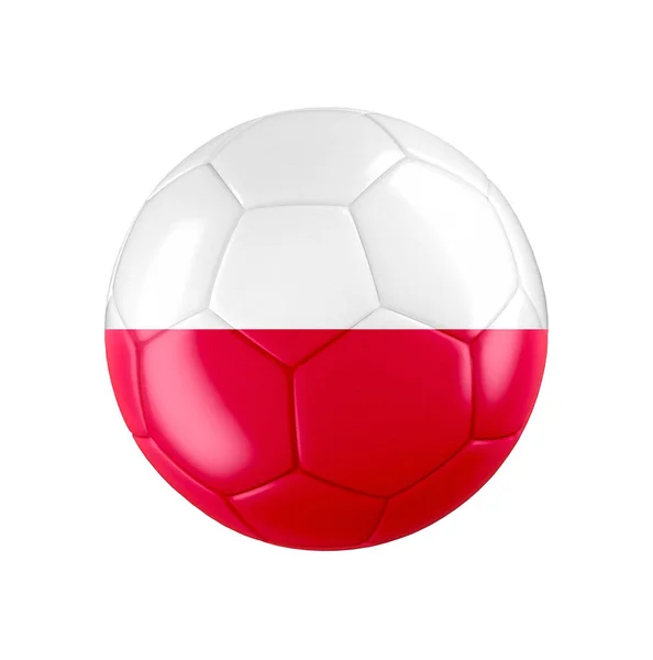 Fotbalový Míč Vlajkou Polska Izolovaný Bílém Viz Celý Set Pro — Stock fotografie
