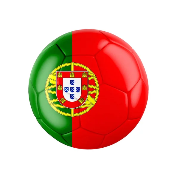 Balón Fútbol Con Bandera Portugal Aislado Blanco Ver Conjunto Completo —  Fotos de Stock