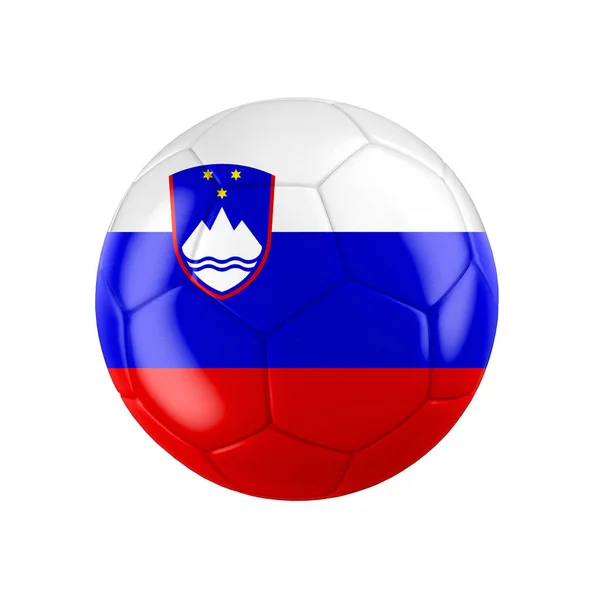 Ποδόσφαιρο Μπάλα Ποδοσφαίρου Σημαία Της Σλοβενίας Απομονώνονται Λευκό Δείτε Ολόκληρο — Φωτογραφία Αρχείου