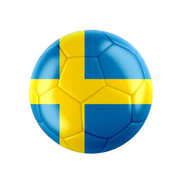 白に隔離されたスウェーデンの旗を持つサッカーボール 他の国のセット全体を参照してください 3Dリアルなイラスト — ストック写真