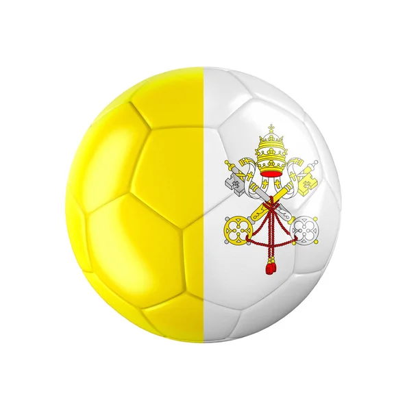 Ποδόσφαιρο Μπάλα Ποδοσφαίρου Σημαία Της Πόλης Του Βατικανού Απομονώνονται Λευκό — Φωτογραφία Αρχείου